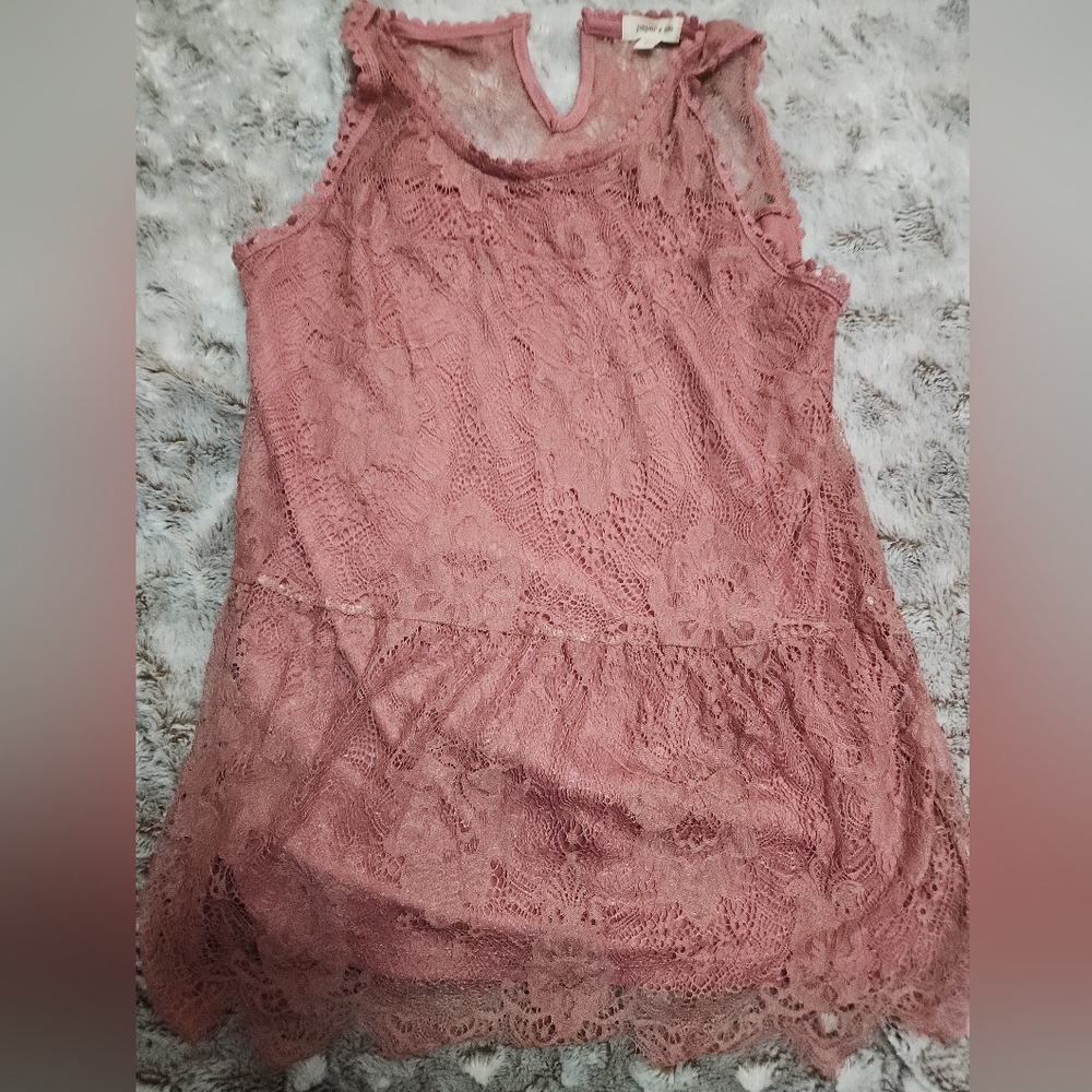 Paper Tee Lace Top in Soft Pink